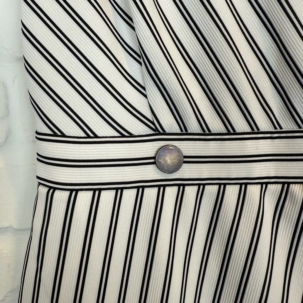Anthropologie Hutch Dixie Sheath Dress White Black Striped Nautical Wrap Size XS - Picture 7 of 12